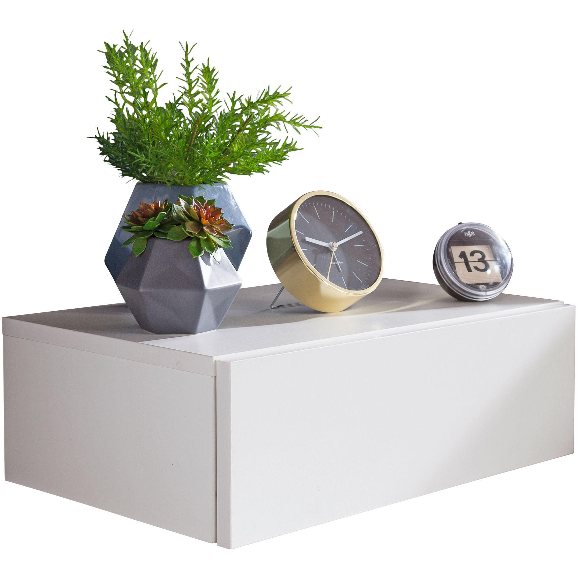 NACHTTISCH Schlicht Spanplatte Kratzfest Wasserabweisend MOLISE, Weiß 46x30x15 cm - Weiß, Holz (46/15/30cm) - KADIMA DESIGN