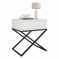 NACHTSCHRANK KSENO mit Schublade, 45/35/50 cm, Schwarz / Weiß - Schwarz/Weiß, Holzwerkstoff/Metall (45/50/35cm) - Idohome