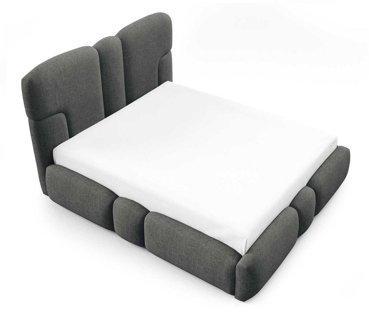 POLSTERBETT 180x200 Safron mit LED, Metall-Lattenrost, Dunkelgrau - Dunkelgrau, Holz/Textil (180/200cm) - Emporius