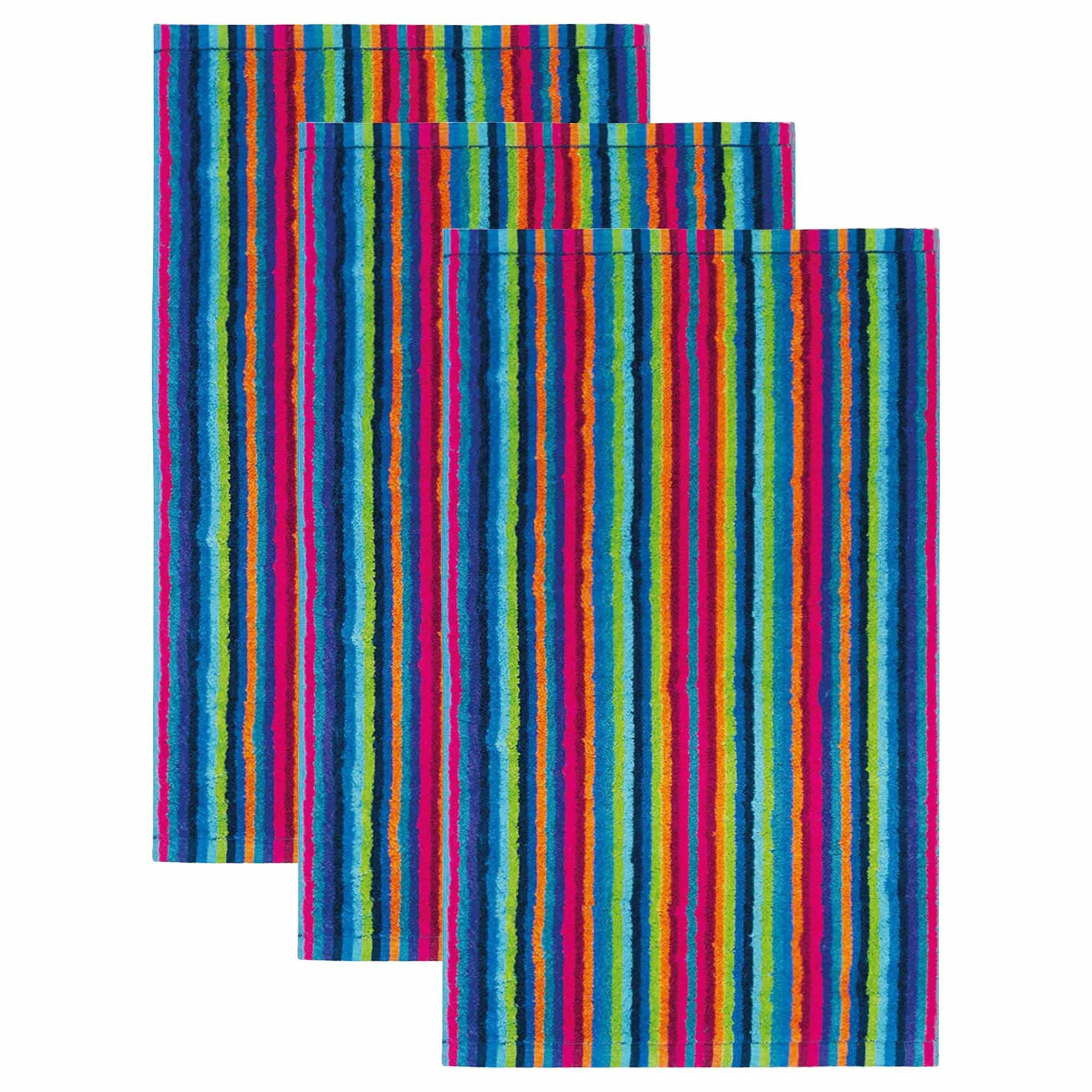 GÄSTETUCH Unisex Life Style Stripes Blau 3er Pack Baumwolle - Blau, Textil (50/30cm) - Cawoe