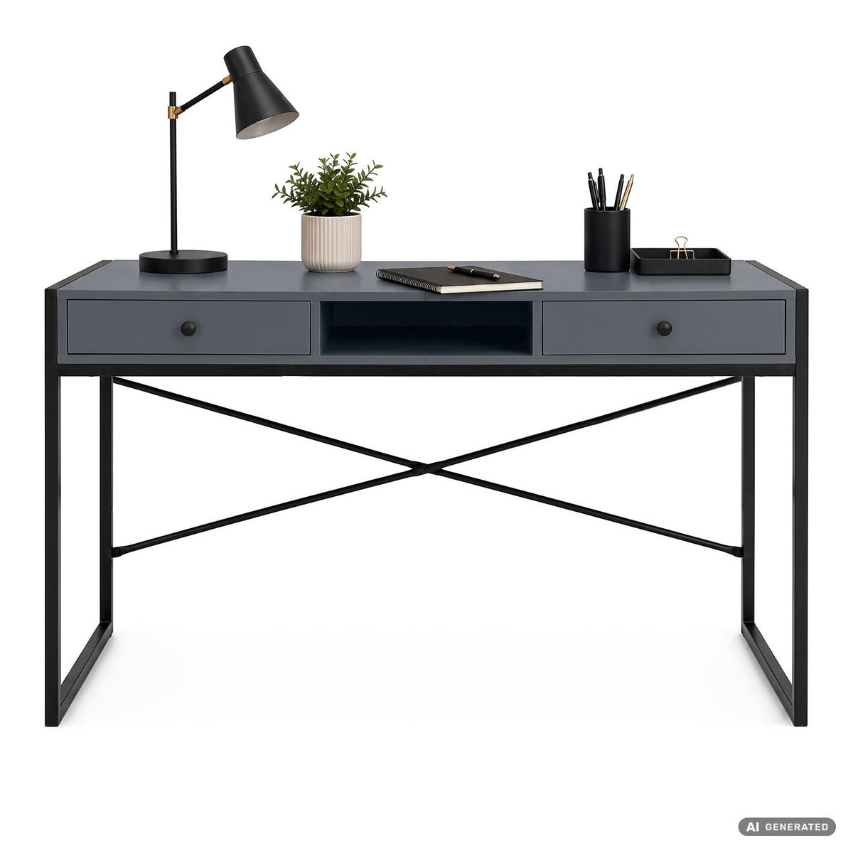 SCHREIBTISCH ELOSNIS 123 cm Graphit - Graphitfarben/Schwarz, Holzwerkstoff (123/48/80.5cm) - Akord