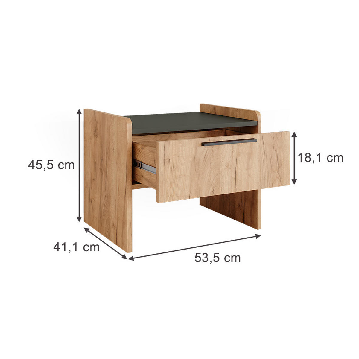 LAVICE DO JÍDELNY Roman Zlatý dub power/antracit - Sonoma dub/antracitová, kompozitní dřevo (53.5/45.5/41.1cm) - Vicco