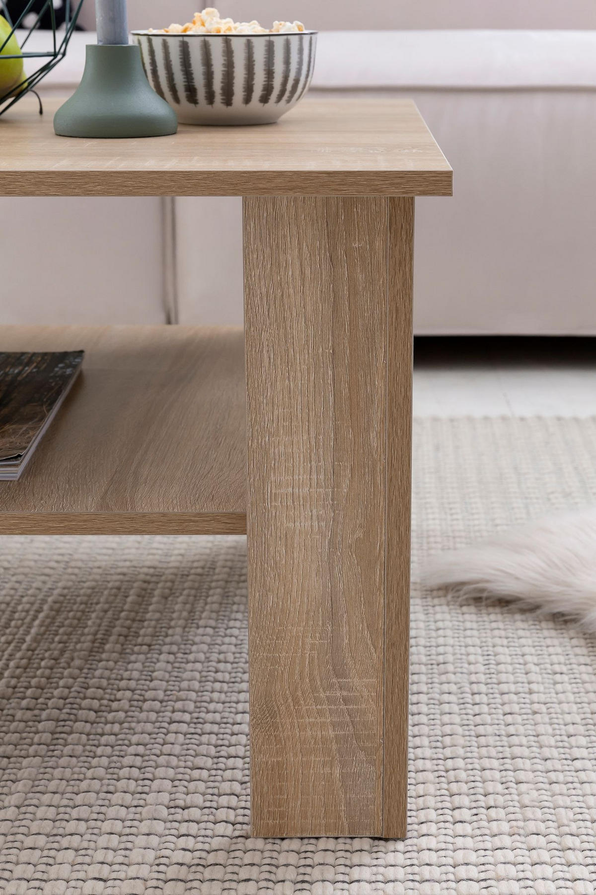 COUCHTISCH NIDDA aus Sonoma Eiche, kratzfest und Ablagefläche, Beige 60x60x42 cm - Beige, Holz (60/60/42cm) - KADIMA DESIGN