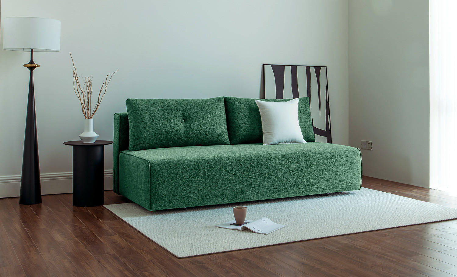 SCHLAFSOFA - Webstoff - Braun/Grün, Textil (200/86/102cm) - home24