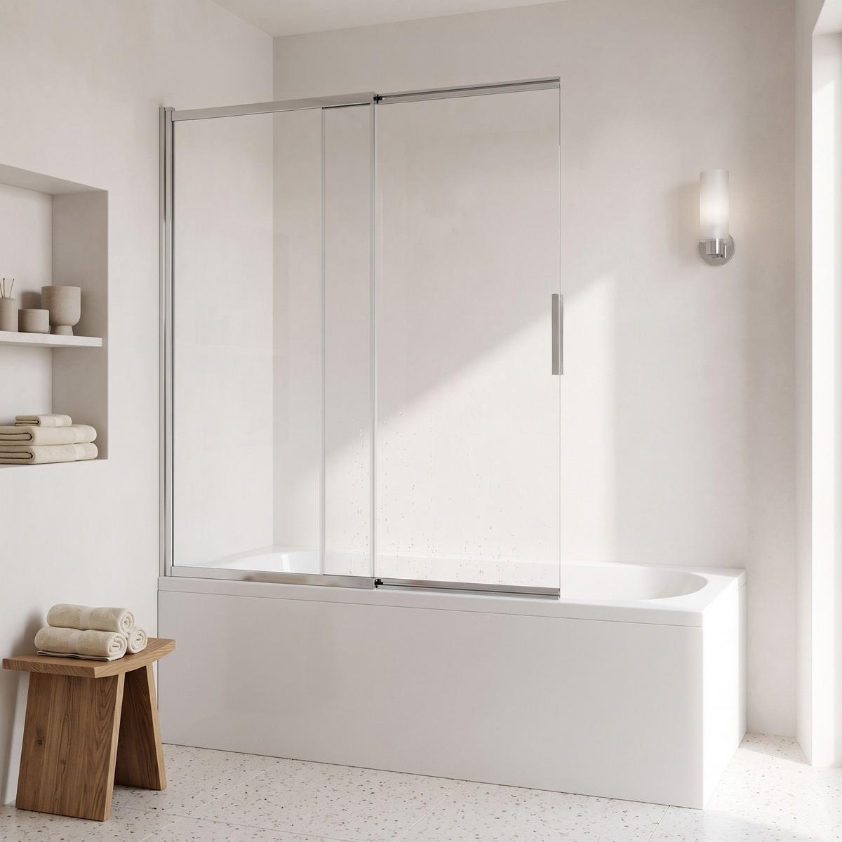 BADEWANNEN-DUSCHWAND Schiebetür Rea Dario Chrome 120 - Chromfarben, Glas (120/140cm) - REA