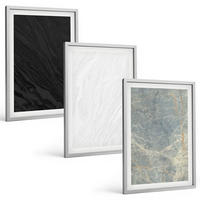 BILDER SET 3er Set - 40x60 cm Silberner Rahmen - Die Farben eleganter Steinstrukturen - Silberfarben, Kunststoff (40/60cm) - TULUP