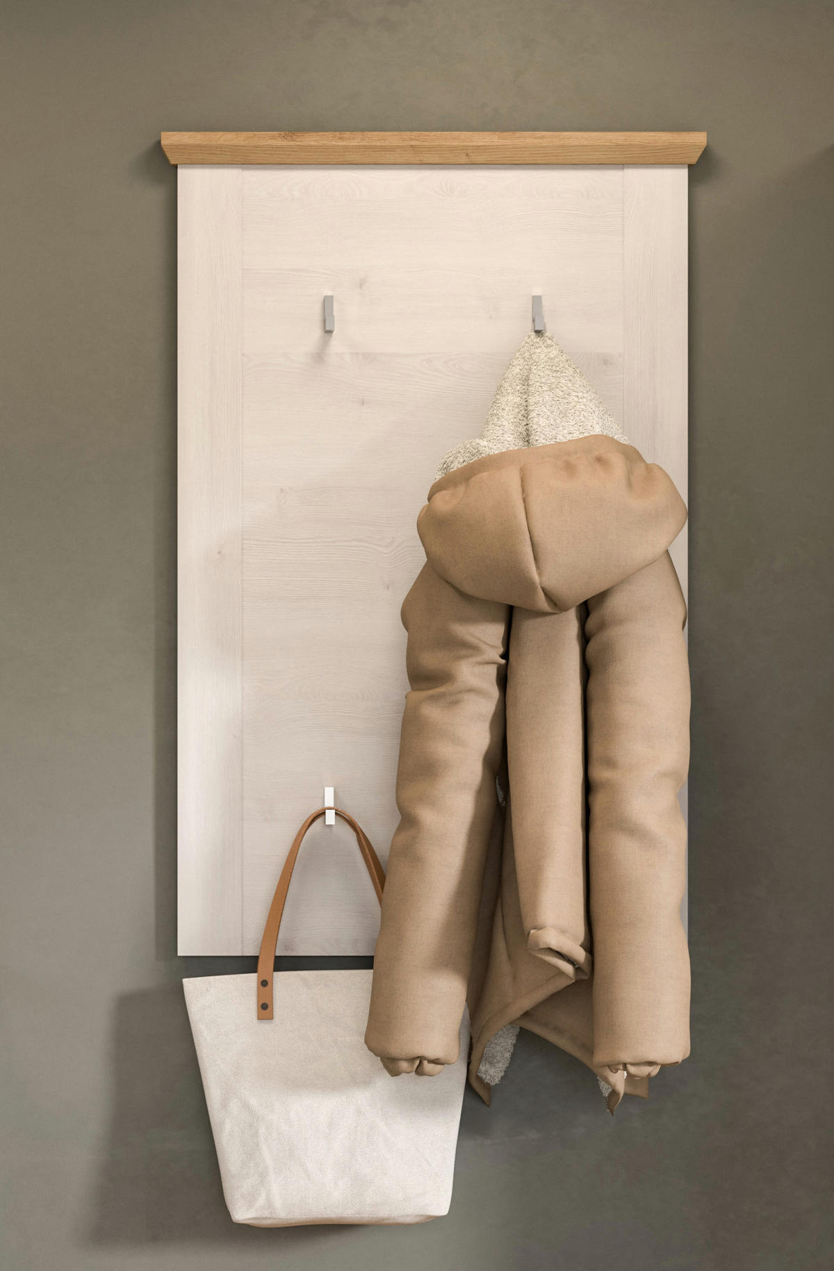 GARDEROBENPANEEL Verona Garderobe in Sibiu Lärche Nb. und Artisan Eiche Nb. B/H/T: 68x103x4 cm - Lärchefarben, Holzwerkstoff (68/103/4cm) - Homes & Jones