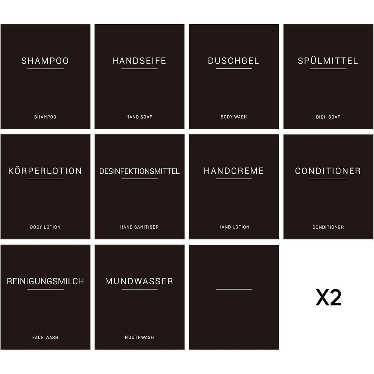 SEIFENSPENDER 3-teiliges Set 500ml PET Schwarz mit Etiketten - Schwarz, Kunststoff (7.4/19/7.4cm)