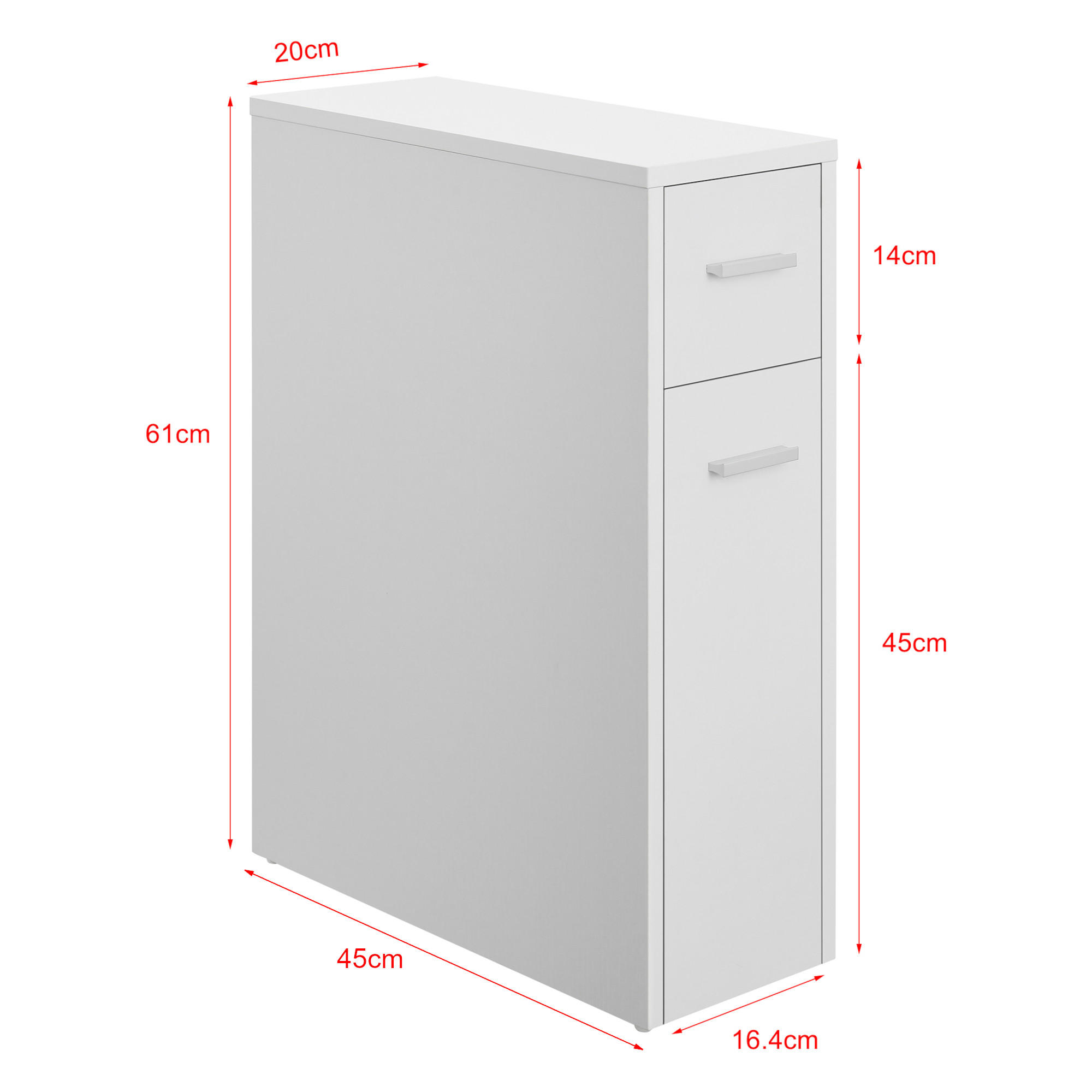 SEITENSCHRANK Kauhajoki - Weiß, Holzwerkstoff (20/61/45cm) - [en.casa]