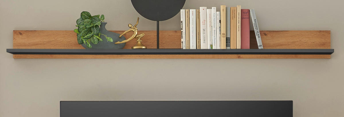 WANDBOARD Eiche Evoke, grau, Wandregal 170 cm - Naturfarben, Holzwerkstoff (170/15/17cm) - Furn.Design