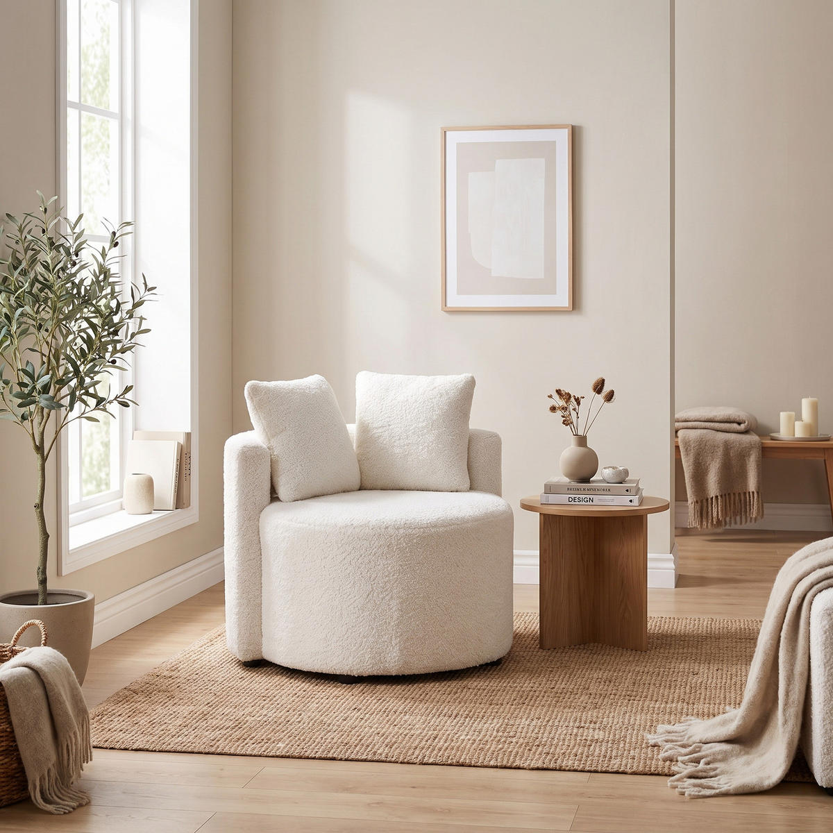 SOFFA Kelso för 1 person 59 x 56 x 45 cm – vit - Vit, Textil (59/45/56cm) - ebuy24