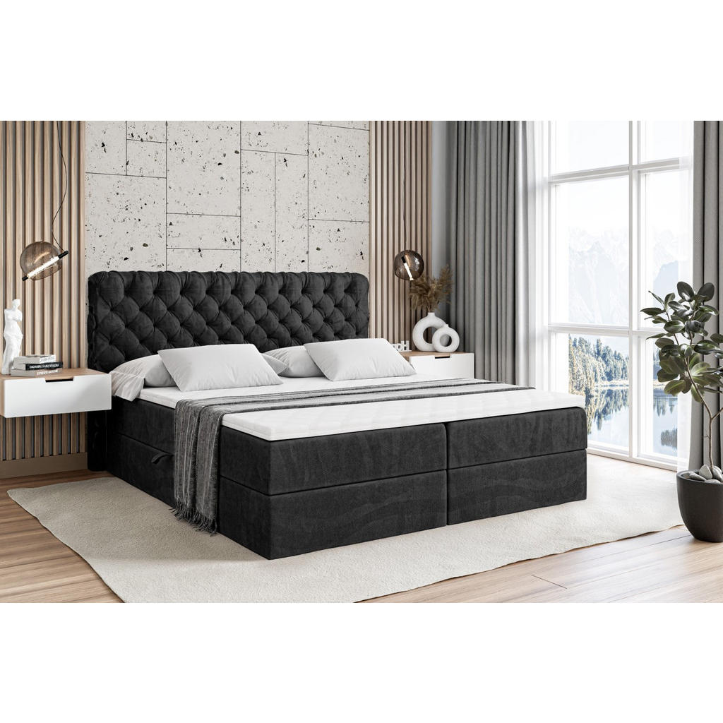 Thumbnail - Altdecor Boxbett, Schwarz, Holzwerkstoff, Höhe ca. 20 cm, 140x200 cm, Schlafzimmer, Betten, Boxspringbetten