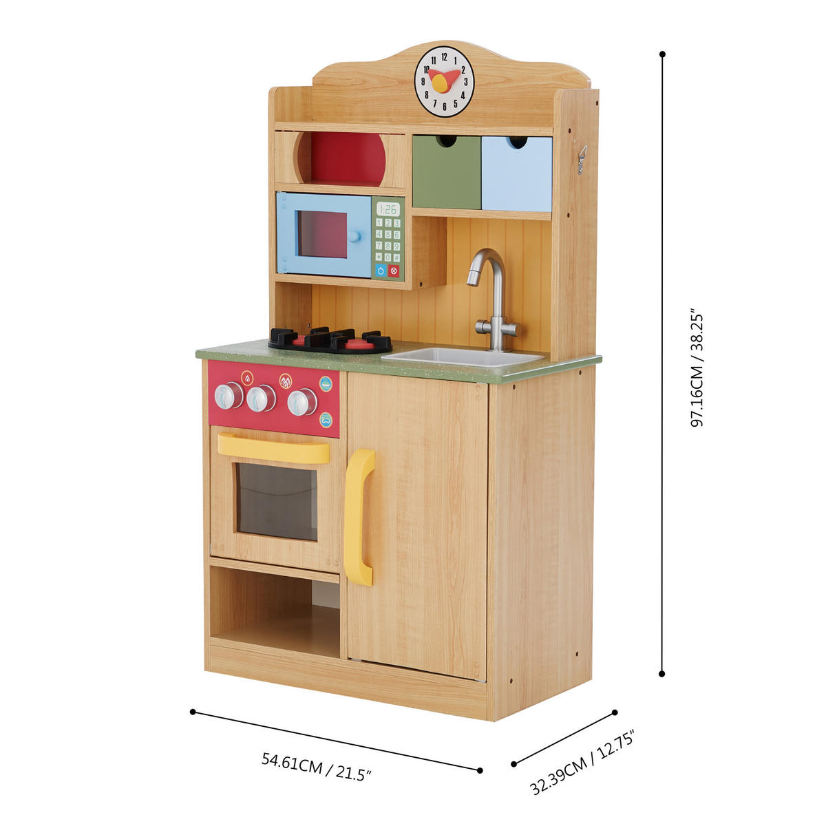 KINDERKÜCHE Spielküche, Braun, 90cm - Braun, Holzwerkstoff (55/30/90cm) - Teamson Kids