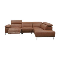 ECKSOFA Linus Echtleder mit 1 x Relaxfunktion Cognacbraun - Cognac, Leder/Metall (262/220cm)