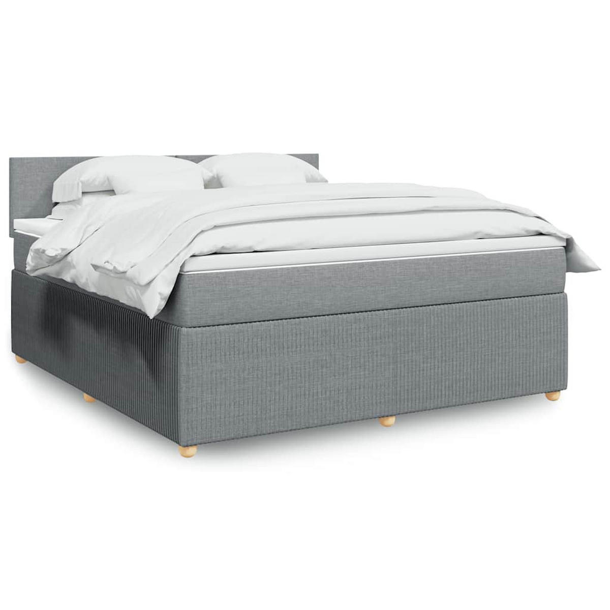 BOXSPRINGBETT Mit Matratze Hellgrau 180/200 Cm Stoff - Grau, Textil (180/200cm) - vidaXL