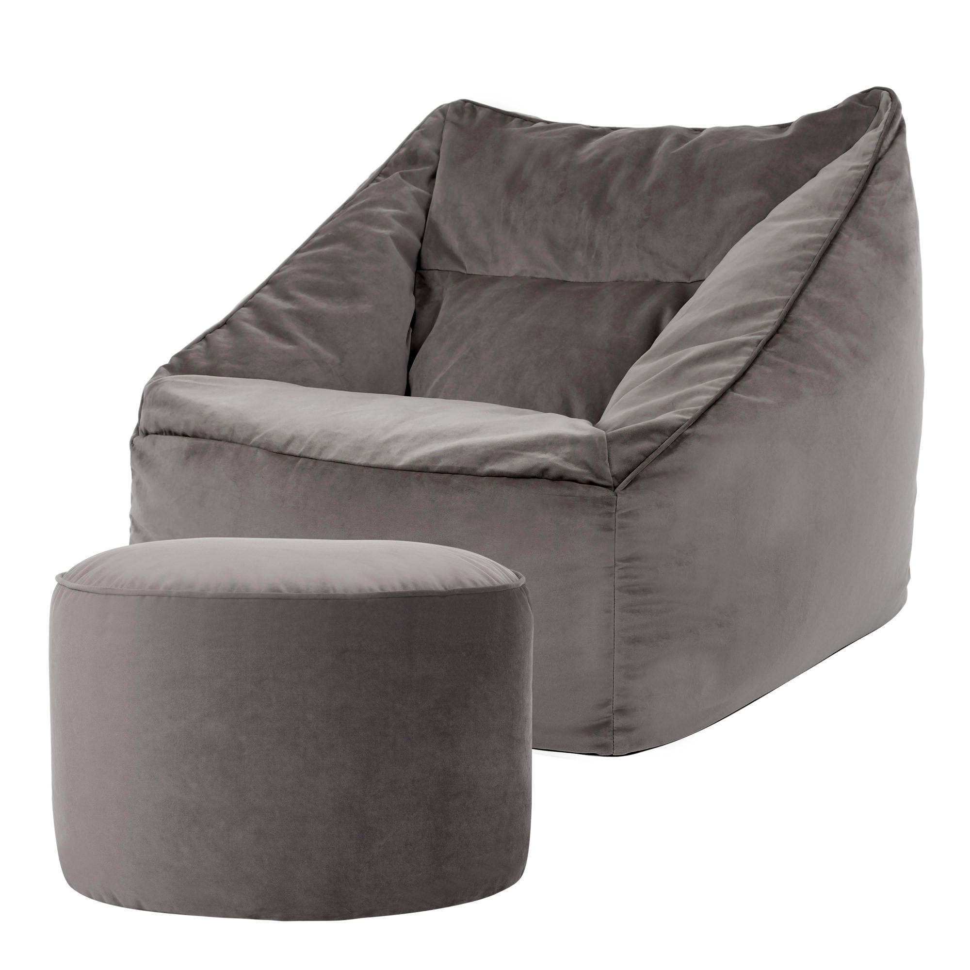 SITZSACK Milano Samt Sessel mit Fußhocker - Anthrazit, Kunststoff (88/80/100cm) - icon