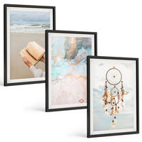 BILDER SET 3er Set - 40x60 cm Schwarzer Rahmen - Abstraktes Meeresbuch Boho - Schwarz, Kunststoff (40/60cm) - TULUP