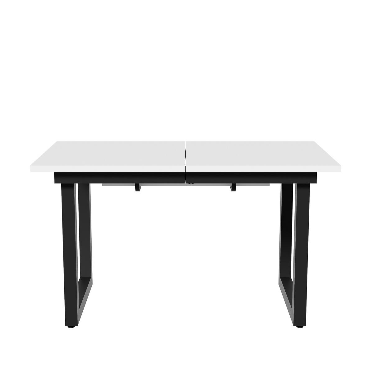 JÍDELNÍ stůl 140/180/80/75 cm bílá/černá z MDF a kovu rozkládací - bílá, kompozitní dřevo (180/80/75cm) - OKWISH