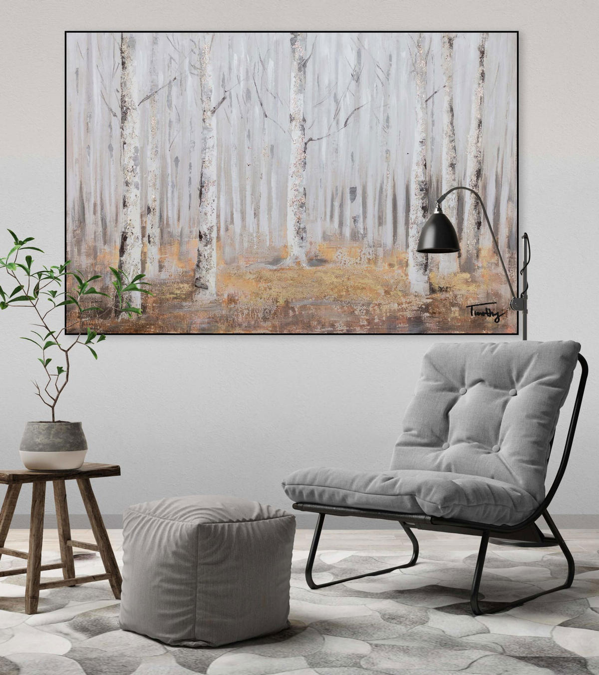 ACRYLBILD HANDGEMALT 120/80 cm - Weiß/Braun, Holz/Textil (1.8/80cm) - KUNSTLOFT