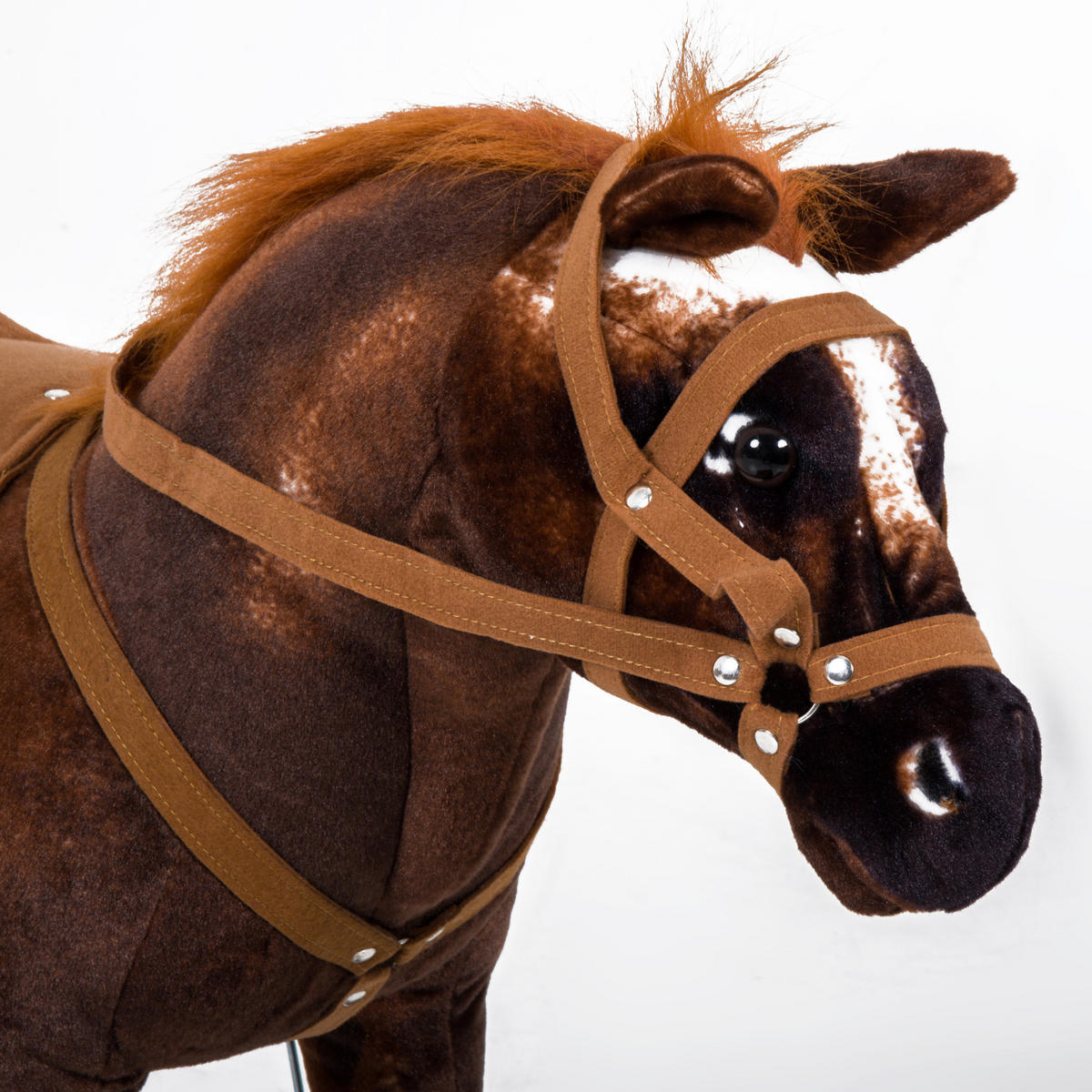 SCHAUKELPFERD DE-18220 Geräuscheffekte (Wiehern, Galopp) Braun-Weiß - Braun, Metall (28/60/85cm) - ComfortXL