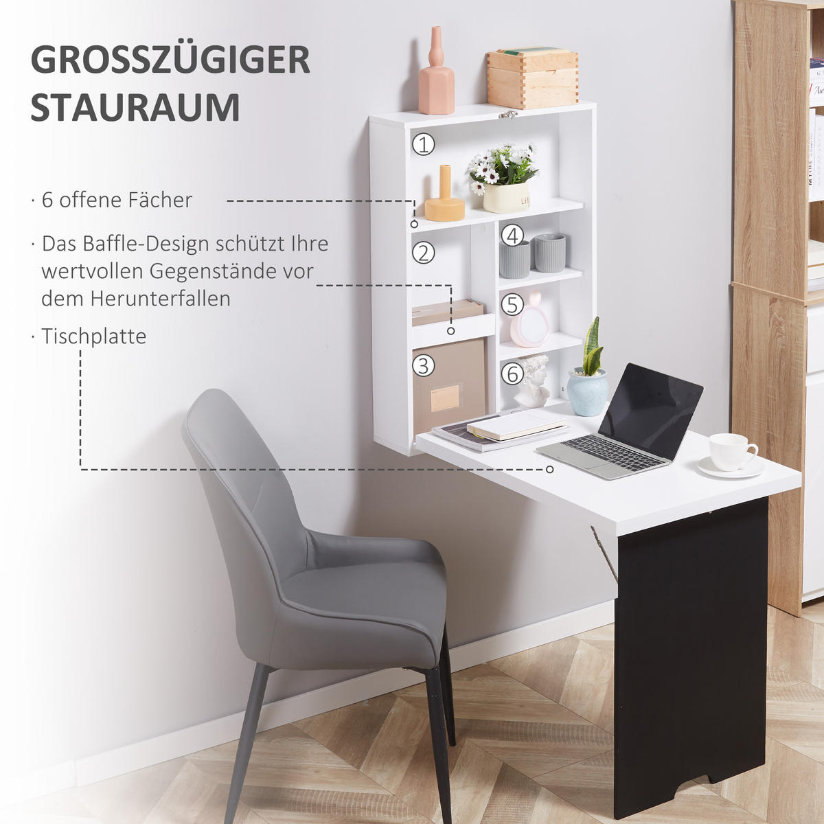 SCHREIBTISCH, MDF, Schwarz/Weiß, 60 x 94,5 x 147 cm - Weiß, Holzwerkstoff (94/5/60cm) - HOMCOM