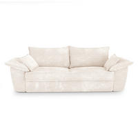 SOFA 3-Sitzer Gerippter Samt XXL Creme 232cm - Creme, Textil (232/92/102cm) - Sia Home
