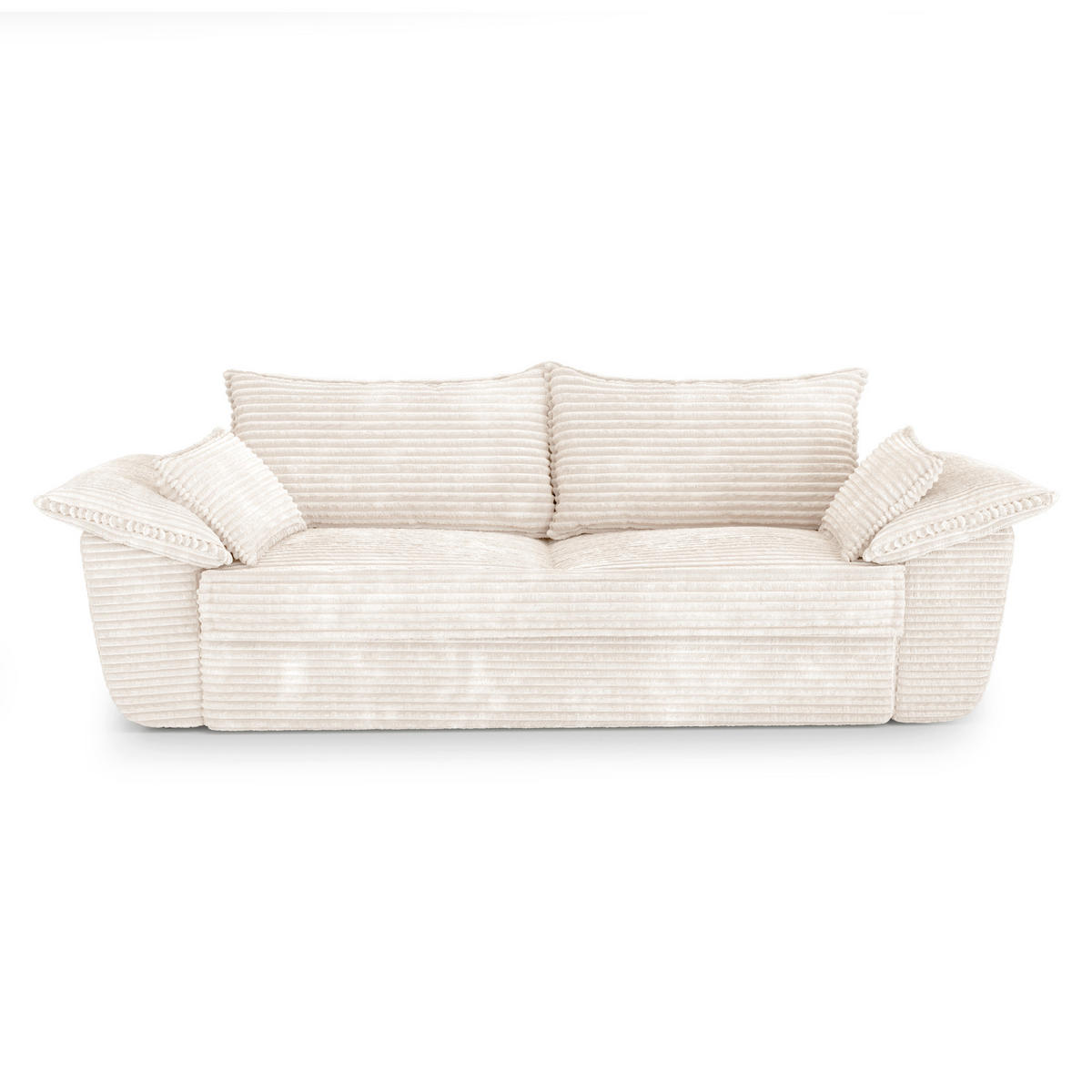 SOFA 3-Sitzer Gerippter Samt XXL Creme 232cm - Creme, Textil (232/92/102cm) - Sia Home