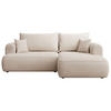 ECKSCHLAFSOFA Ovo Mini Creme Easy-Clean-Chenille-Bezug - Creme/Schwarz, Kunststoff/Textil (238/156cm) - Selsey