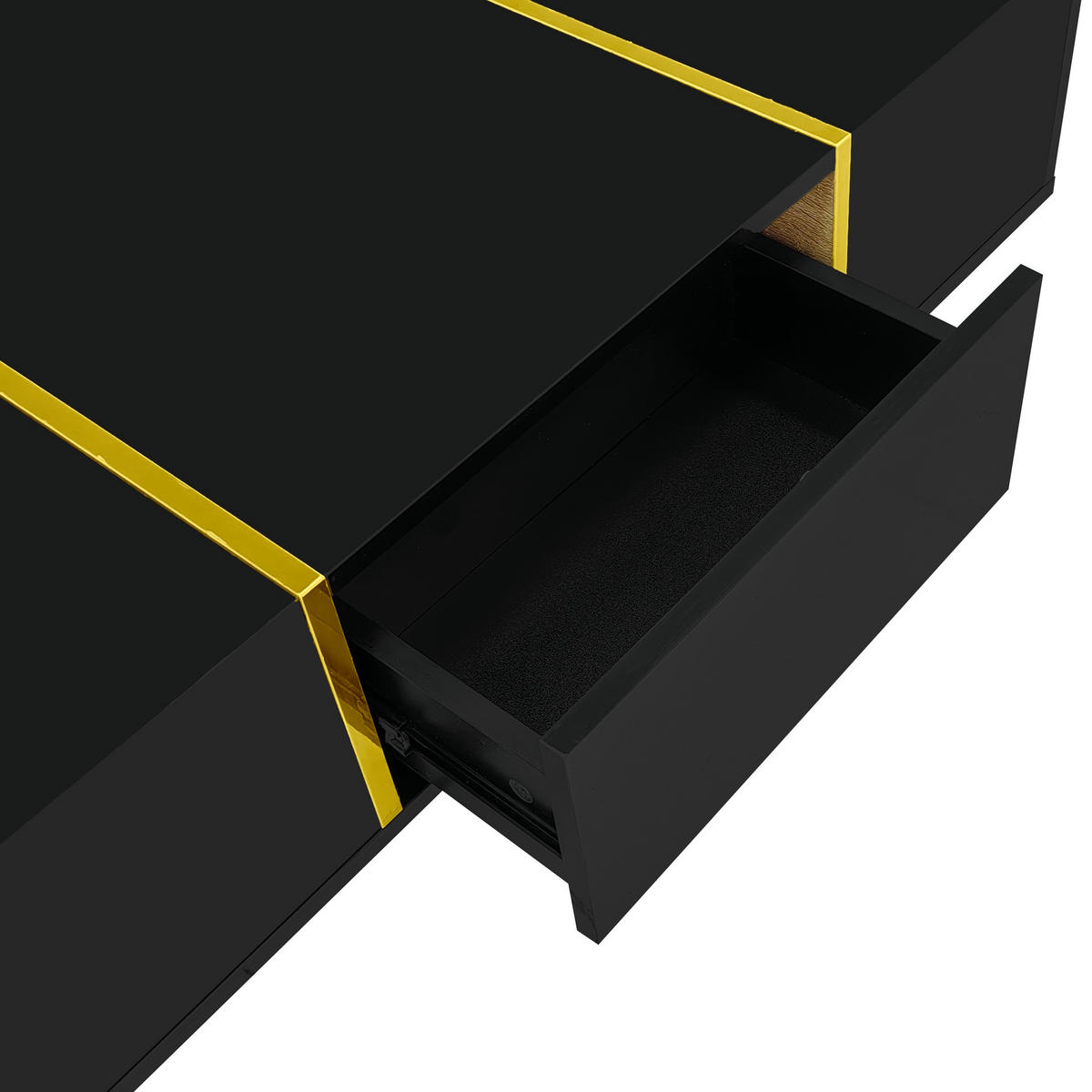 TV-ELEMENT mit Couchtisch - Kombination 2er-Set Schwarz mit Goldakzenten - Schwarz, Holzwerkstoff (170/46/35cm) - OKWISH