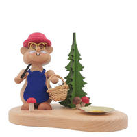 HOLZFIGUR Hamster Pilzsammler mit Kerzenhalter 11 cm - Multicolor, Metall (14/1/0.1cm)