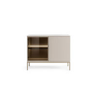 MODERNE schmale Kommode mit geriffelter Front, 104×83×39 cm, Kaschmir / Gold - Beige, Holzwerkstoff (104/83/39cm) - 3XE LIVING