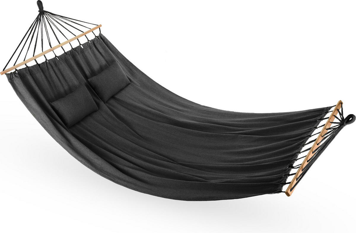 HÄNGEMATTE mit Kissen, 200/150 cm, bis 200 kg, für 2 Personen - Dunkelgrau, Textil (200/1/150cm) - Outtec