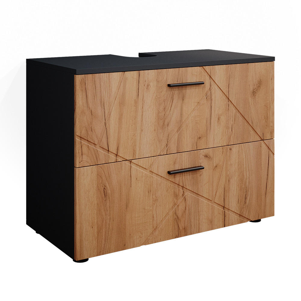 WASCHBECKENUNTERSCHRANK Irma Goldkraft Eiche/Anthrazit 80 x 58.6 cm - Anthrazit/Eiche Wotan, Holzwerkstoff (80/58.6/41cm) - Vicco