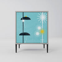 SIDEBOARD PATHS TO HAPPINESS, Grau, 57,5x42x72,5 cm, Schwarze Metallfüße - Multicolor/Schwarz, Holzwerkstoff/Metall (57.5/72.5/42cm) - SpaceRebels