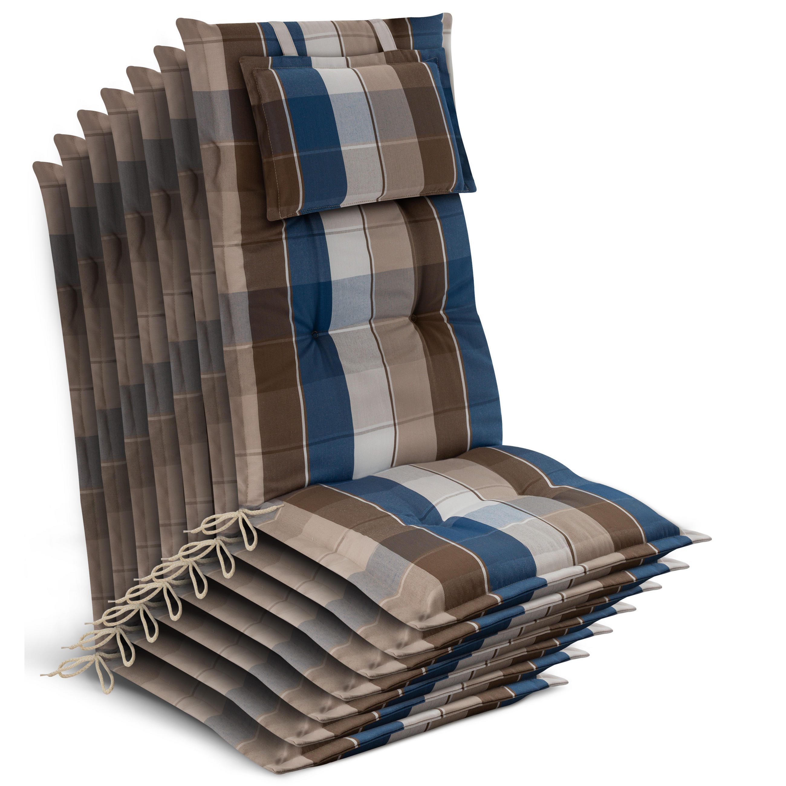 HOCHLEHNER Highlux HL 120x52x7cm Braun-Blau-Kariert (7tlg) - Braun, Textil (52/120cm) - Beautissu 