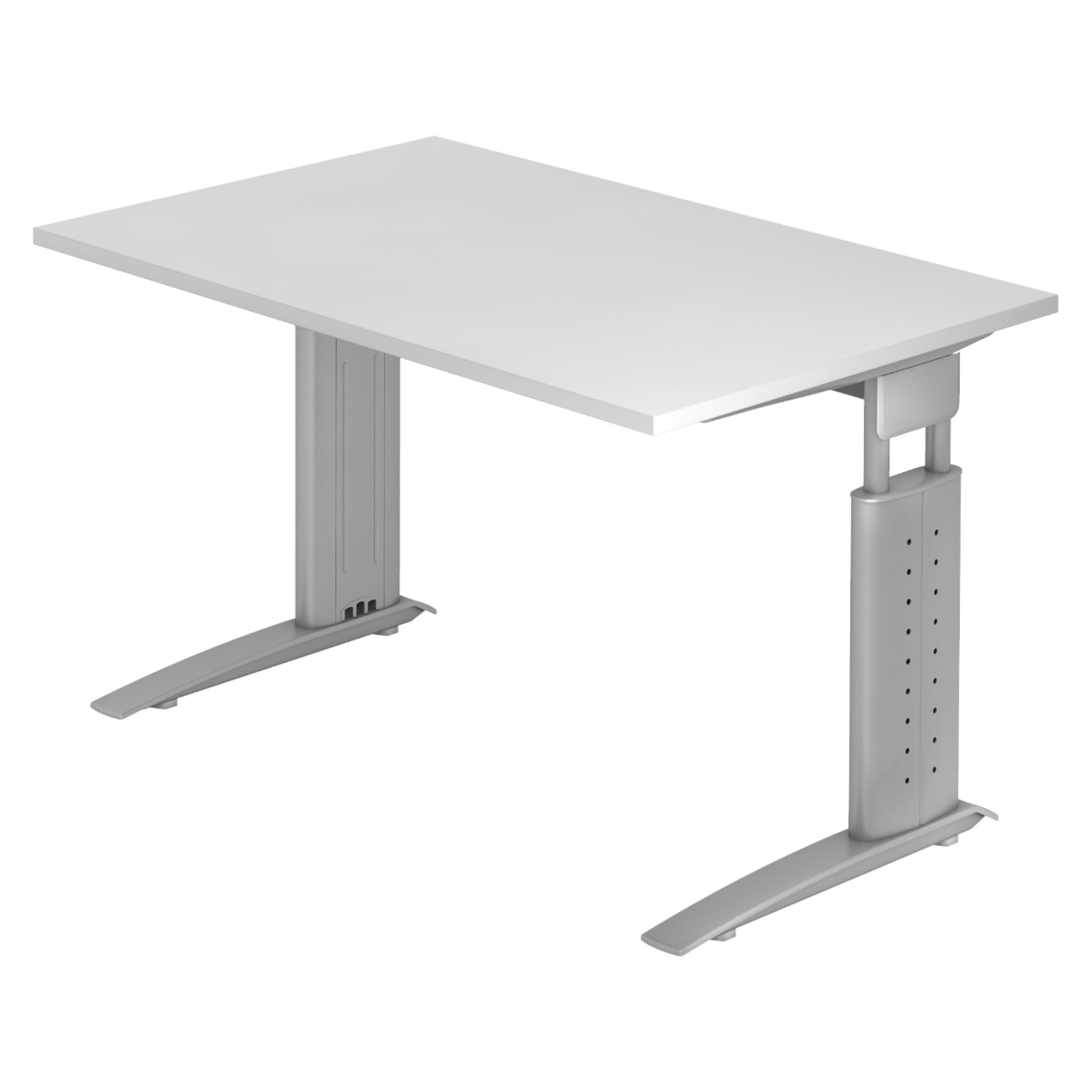 SCHREIBTISCH Serie-U 80/120/74 cm in Weiß/Silberfarbengrau - Silberfarben/Weiß, Holzwerkstoff (80/120/74cm) - bümö