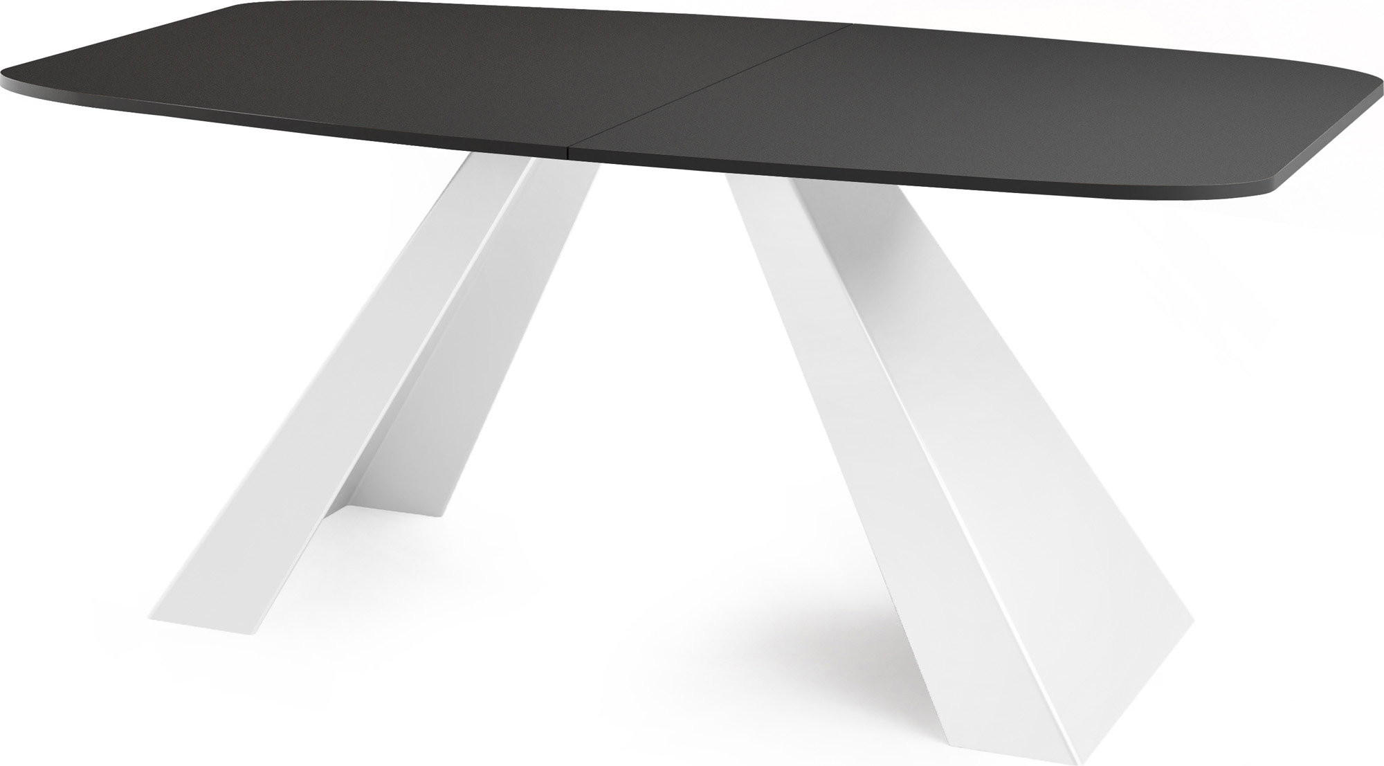 ESSTISCH Monte Weiß rechteckig ausziehbar, Schwarz 160-200/80/76 cm - Schwarz/Weiß, Holzwerkstoff/Metall (80/198/76cm) - WFL GROUP