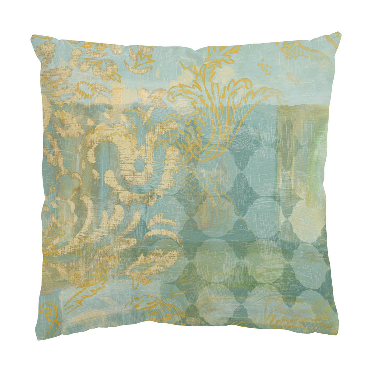 KISSENBEZUG Marokkanische Collage in Gold und Türkis 50/50 cm - Goldfarben, Textil (50/50cm) - Bilderwelten
