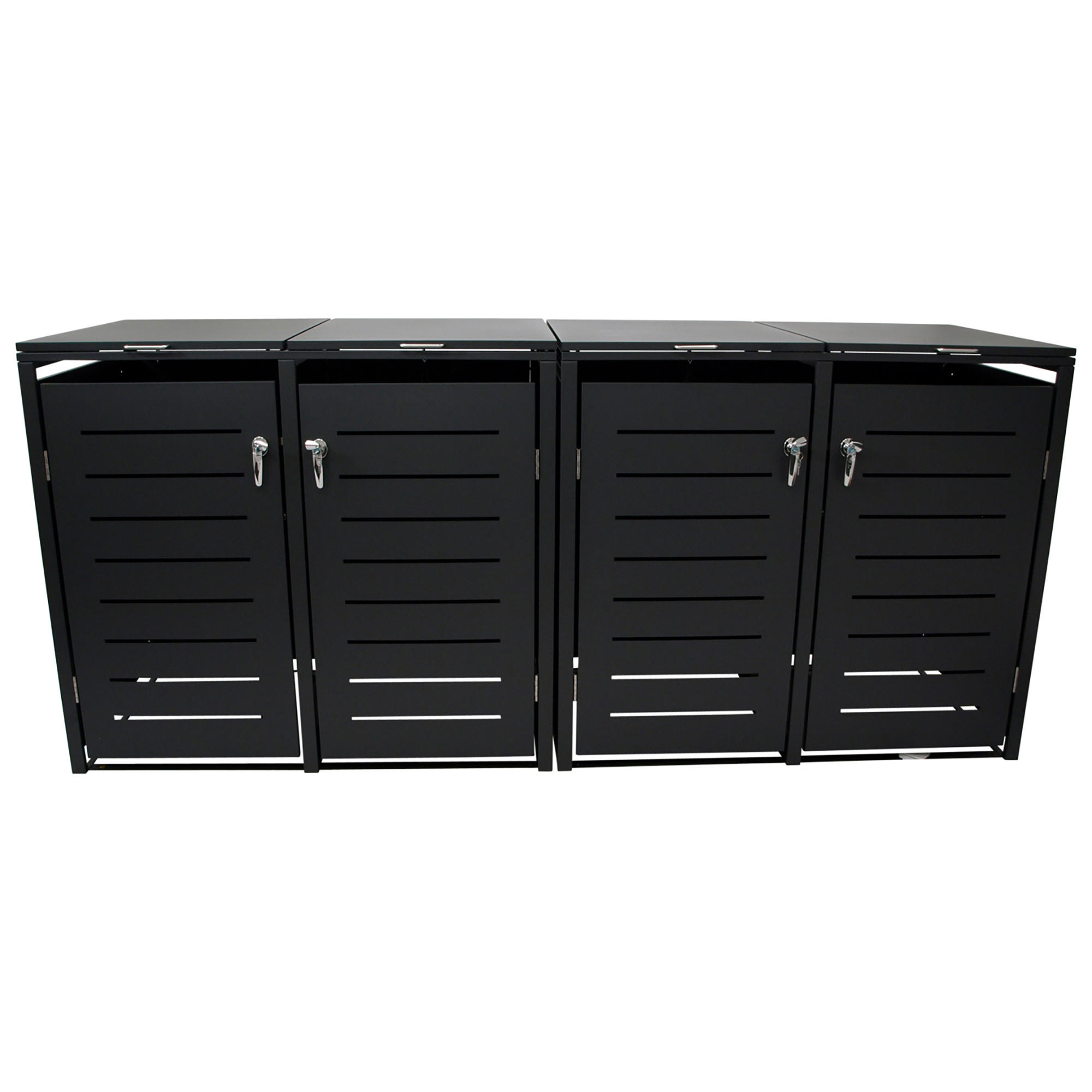 MÜLLTONNENVERKLEIDUNG London - Mülltonnenbox für 4 - Stahl verzinkt, anthrazit - Grau, Metall (264/116/80cm) - TPFGarden