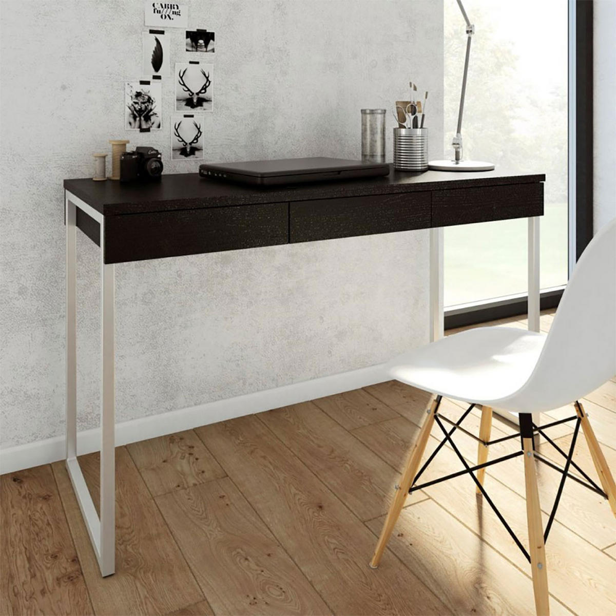 SCHREIBTISCH Fula Schwarz 126/52/76 cm - Schwarz, Holzwerkstoff (52/126/76cm) - ebuy24