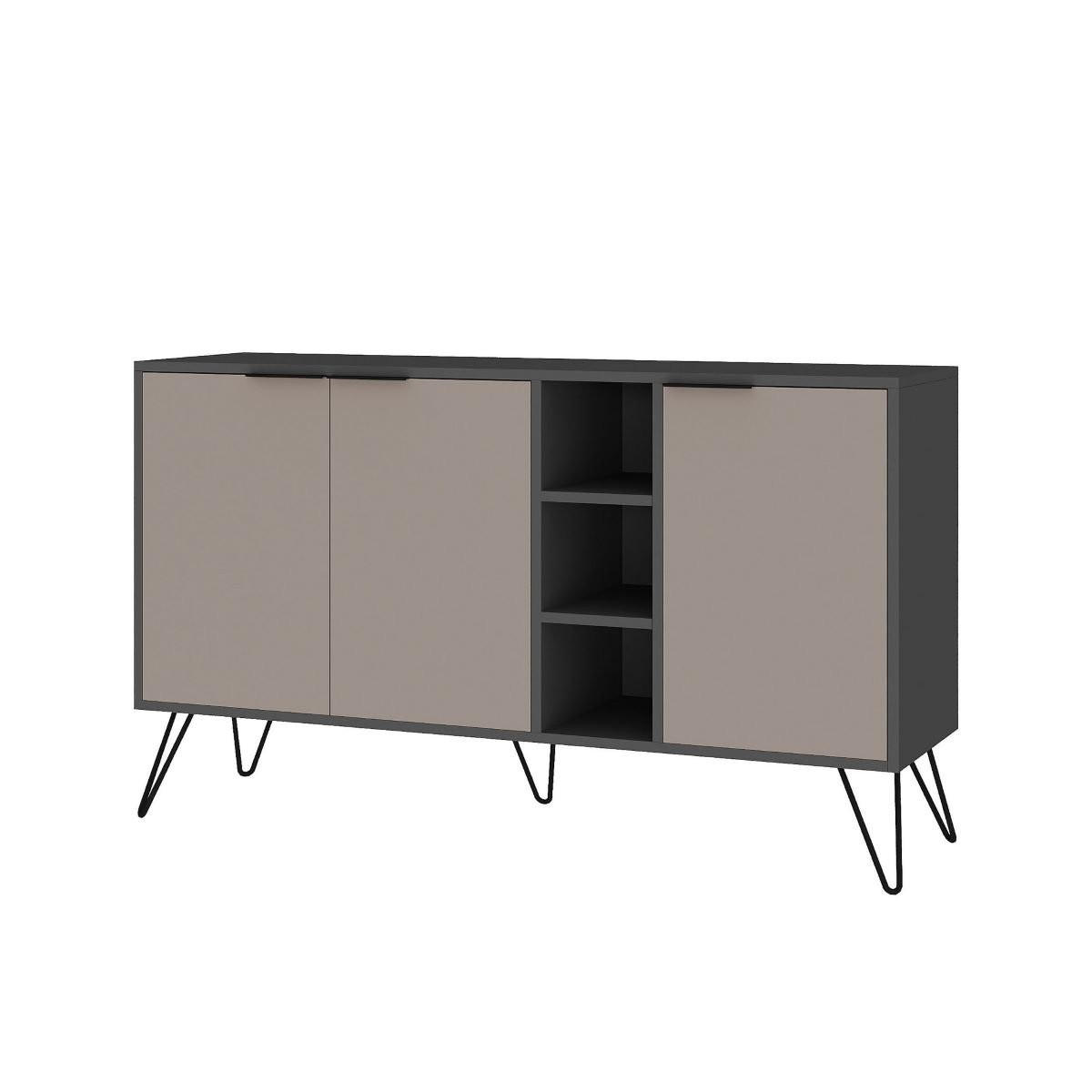 SIDEBOARD 3 Nischen und 3 Türen L142 cm - Clara - Taupe, Holzwerkstoff (35.6/83/142cm) - Calicosy