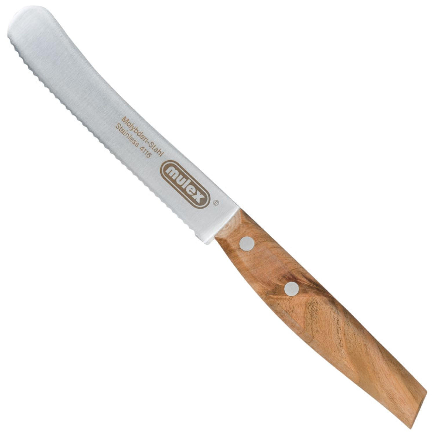 BUTTERMESSER geschmiedet mit Olivenholzgriff - Wellenschliffklinge - Braun, Holz (22cm) - Mulex