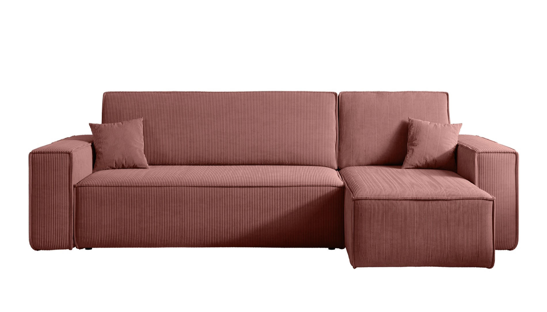 ECKSOFA Scarlo Dunkelrosa Cordbezug - Dunkelrosa/Schwarz, Kunststoff/Textil (244/145cm) - Selsey