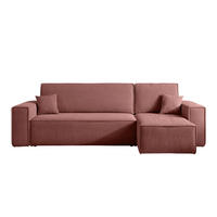 ECKSOFA Scarlo Dunkelrosa Cordbezug - Dunkelrosa/Schwarz, Kunststoff/Textil (244/145cm) - Selsey