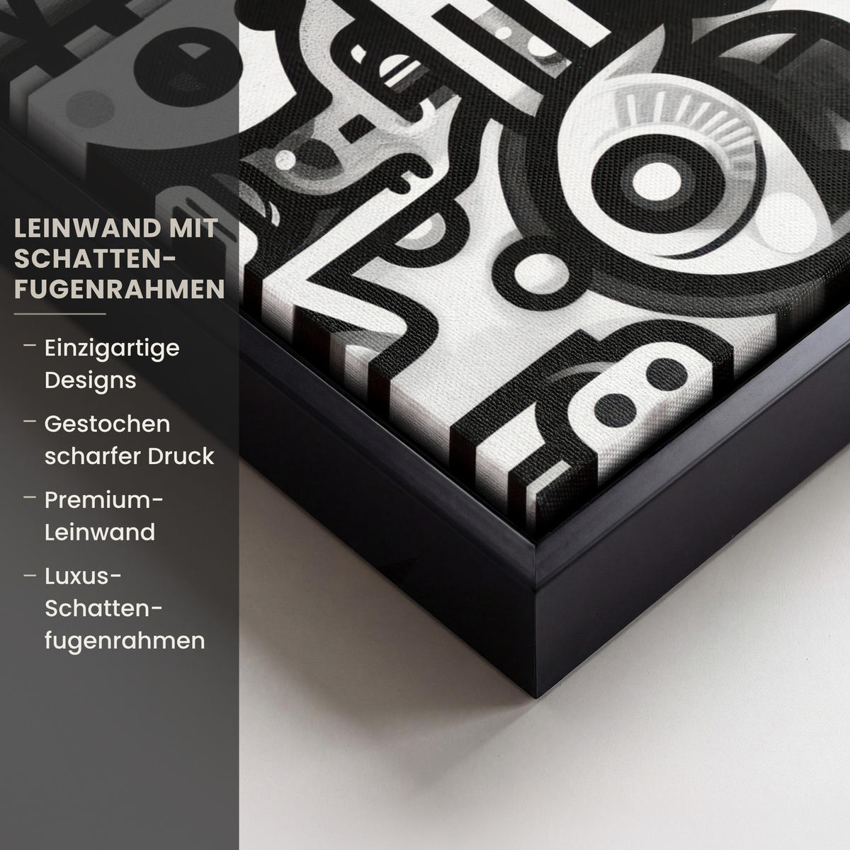 LEINWAND Bilder mit Rahmen - Symbole - Abstrakt - Grafik - Schwarz - 30x40 - Schwarz, Textil (30/40cm) - MuchoWow