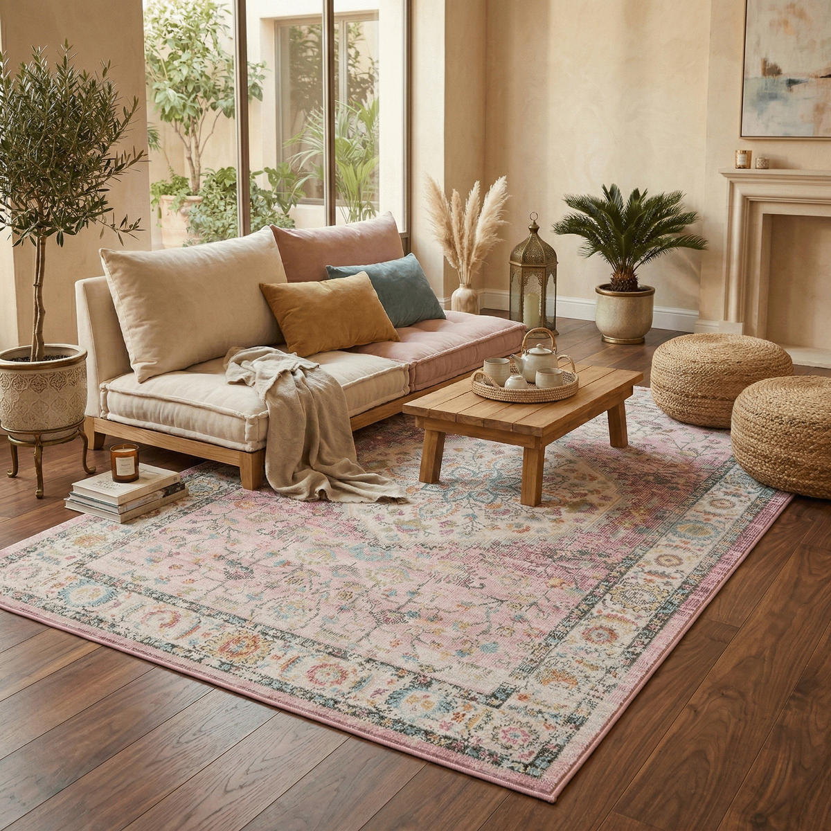 INDOOR OUTDOOR TEPPICH LAGOS VINTAGE - Rosa, Textil (200/290cm) - Pergamon