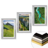 WANDBILDER 3er Set - 20x30 cm Silberner Rahmen - Grüne Berge, Flussfelsen - Silberfarben, Kunststoff (20/30cm) - ArtPrintCave