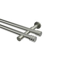 GARDINENSTANGEN-SET Prestige Estana 180 cm, 2-läufig (ohne Ringe), 20 mm Ø Edelstahl-Optik - Edelstahlfarben, Metall (180cm) - INTERDECO