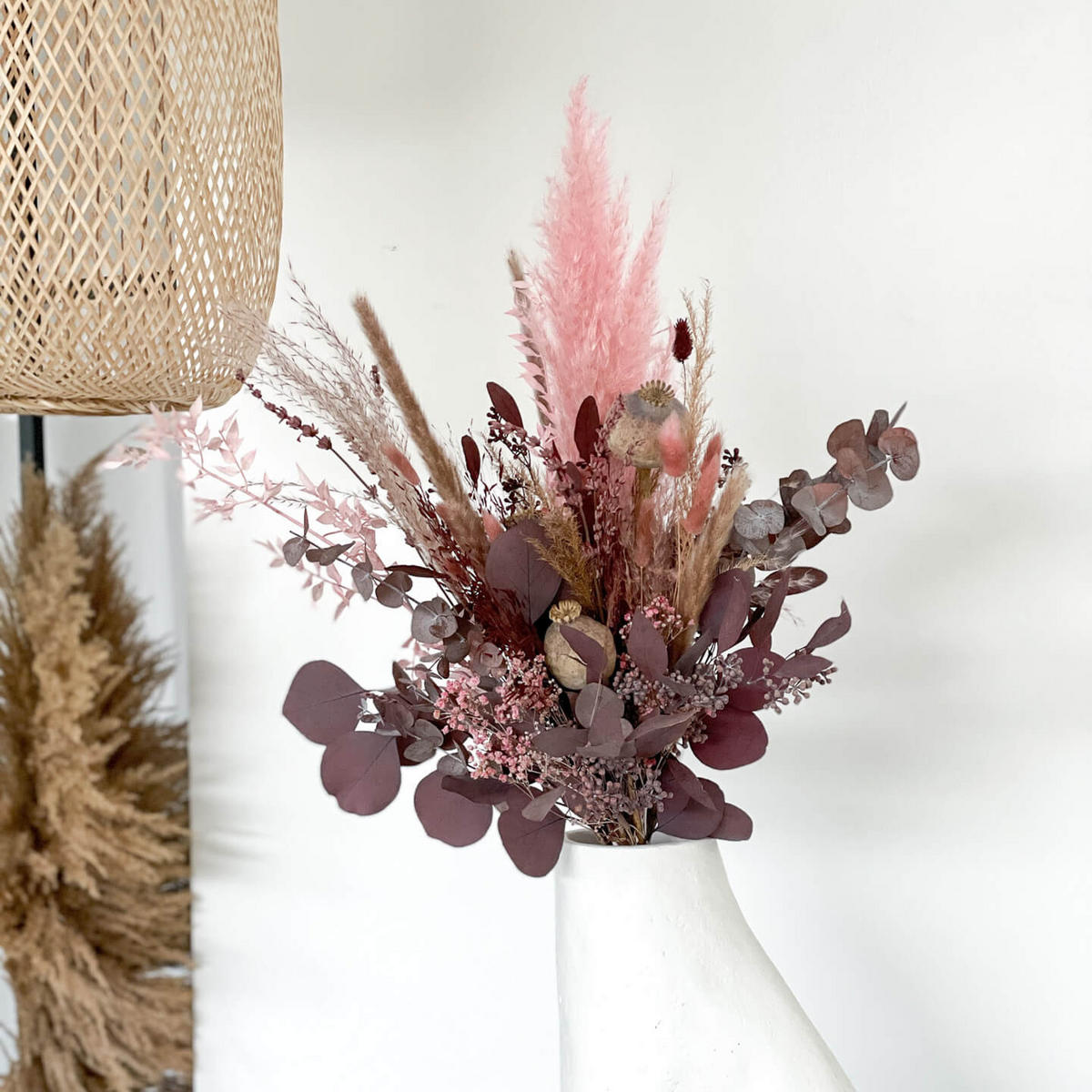 TROCKENBLUMENSTRAUSS Eukalyptus Pink Peppa - Rosa, Naturmaterialien (70cm) - Lykke & You