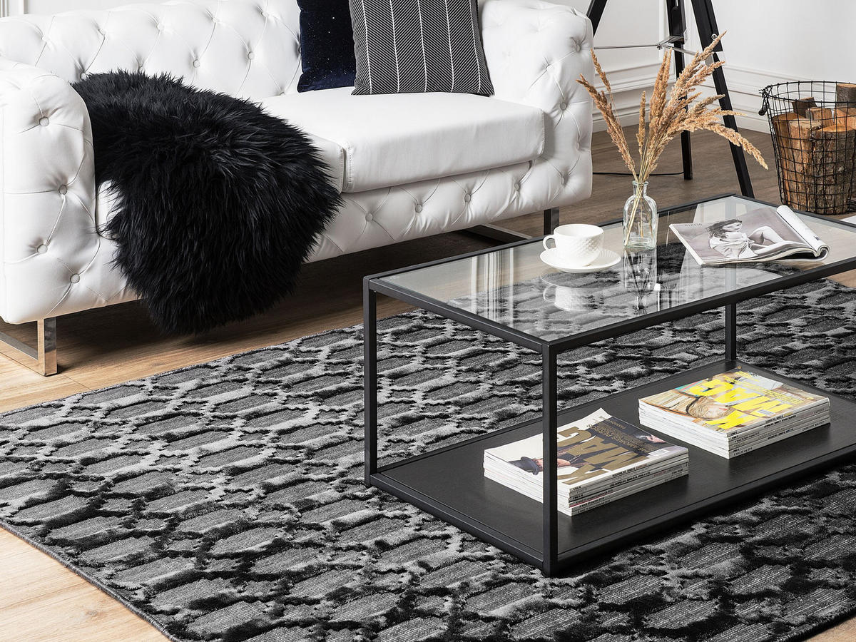KURZFLOR-TEPPICH Cizre 230/160 cm - Grau, Naturmaterialien (160/230cm) - Beliani